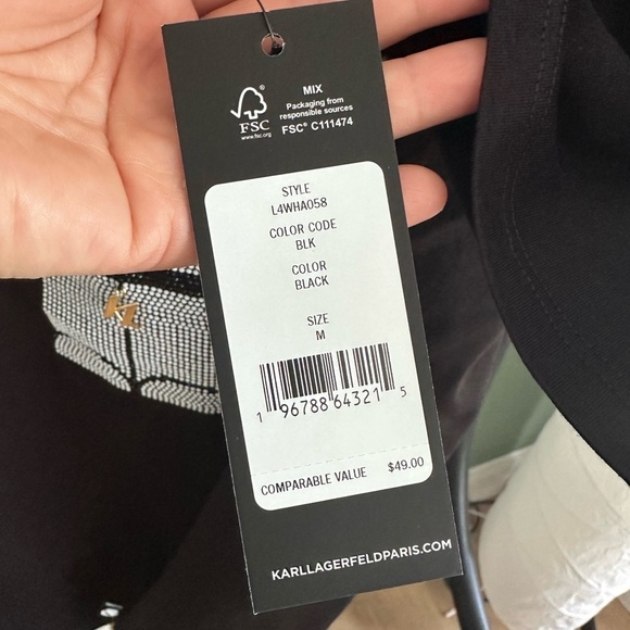 NWT! NEW! Karl Lagerfeld Paris Hotfix Choupette Embellished Cat Women T-Shirt - Picture 6 of 15